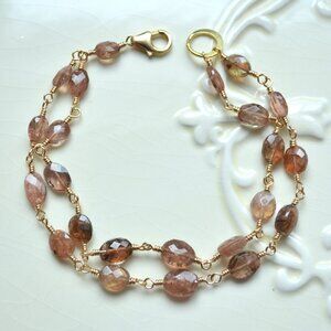 Andalusite Gemstone Bracelet in Gold - Hand Made in Canada